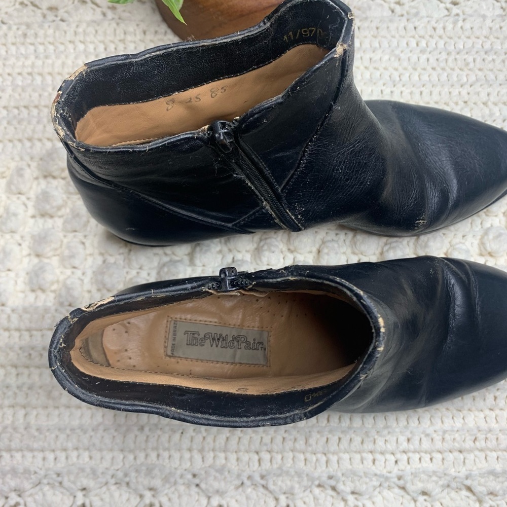 THE WILD PAIR VINTAGE Women's Western Cowgirl Leather Heeled Boots Black 9.5 - Picture 3 of 16